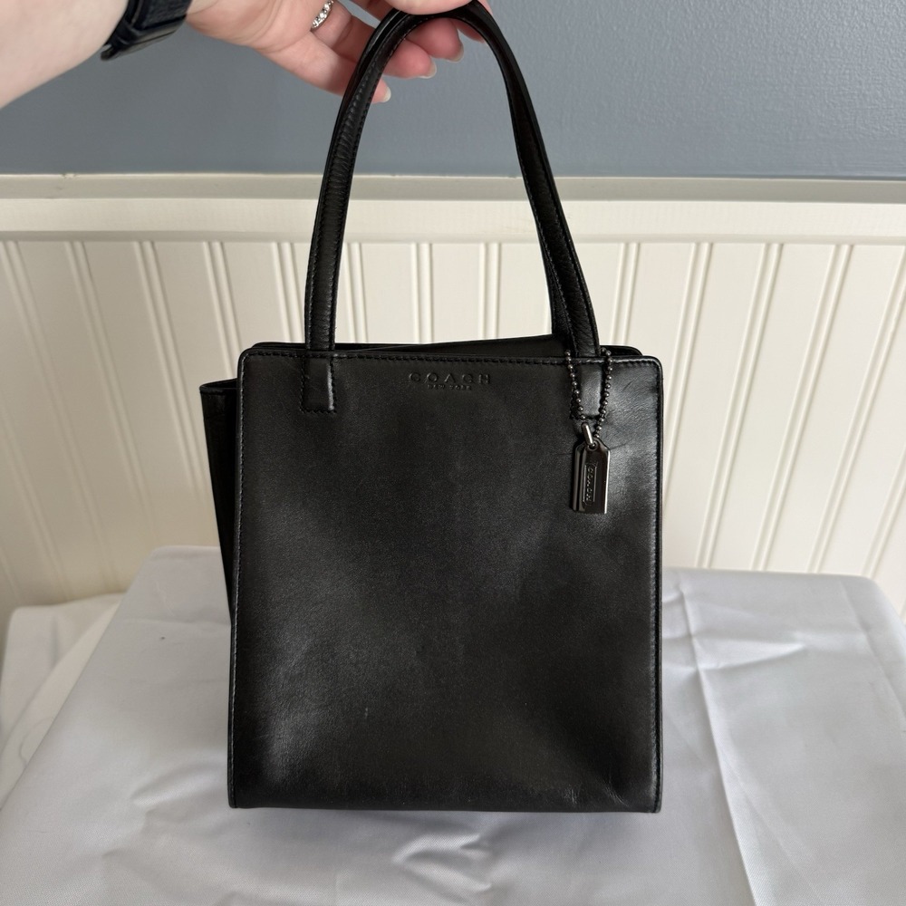 Vintage Coach Black Mini Tote Top Handle Silver Hardware 6152 Bag Purse